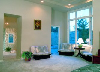 Heinzmann German window in a living room, reaching from the ceiling to the floor