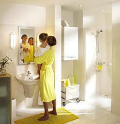 Viessmann Vitodens 200 gas heater in bathroom installation